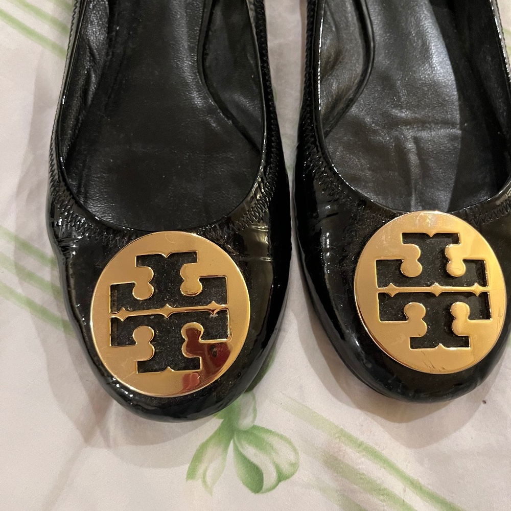 Tory Burch black patent flats